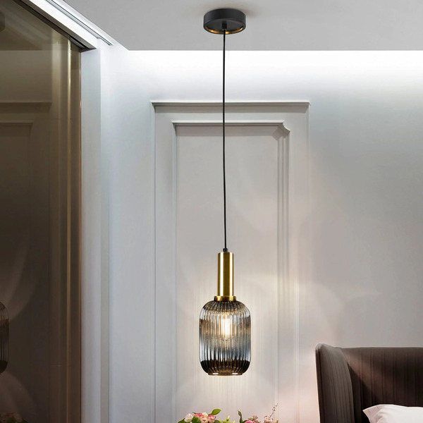  Schuller Valencia Lampa Wisząca Norma, ø 14 Cm, Czarny/mosiądz, Szkło, E27 