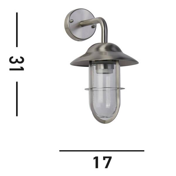  Searchlight Kinkiet Zewnętrzny Toronto, Ip44, Srebrny, Stal, Szkło, E27 
