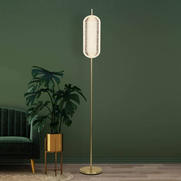  Searchlight Lampa Stojąca Led Capsule, Kolor Mosiądz, żelazo, Akryl 