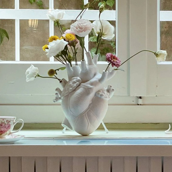  Seletti Wazon Seletti Love In Bloom, Biały, W Kształcie Serca, Porcelana 