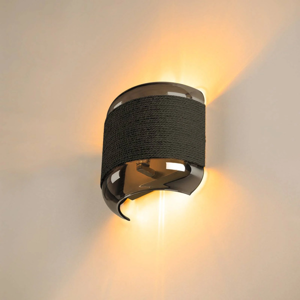 Slv Lampa ścienna Slv Pantilo Rope, Czarna/szara/srebrna, Szkło 