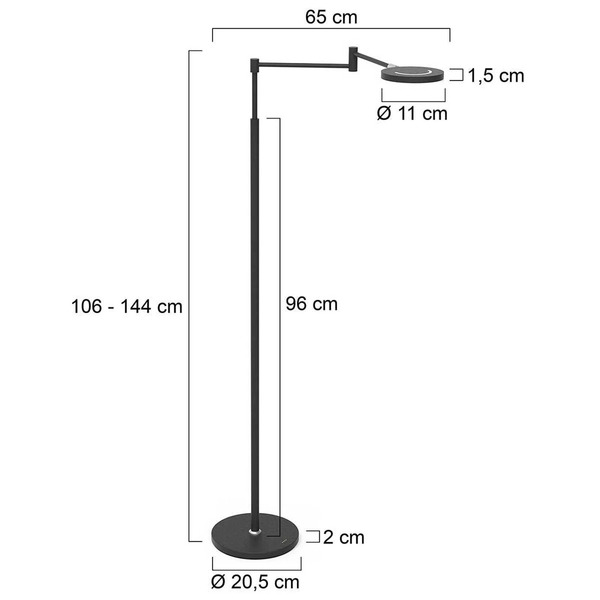  Steinhauer Lampa Stojąca Led Soleil, Czarny, Metal, ściemniany 