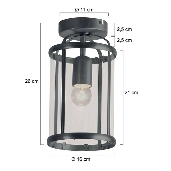  Steinhauer Lampa Sufitowa Pimpernel, Czarny, Metal, Szkło 