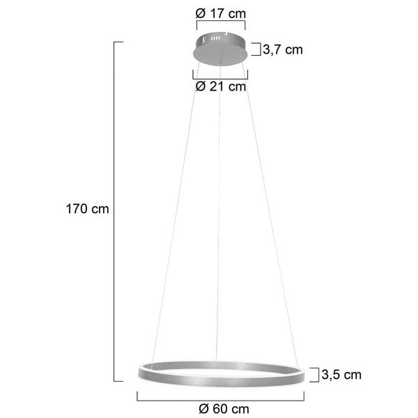  Steinhauer Lampa Wisząca Ringlux Led, ø 60 Cm, 2-punktowa, Stalowa 