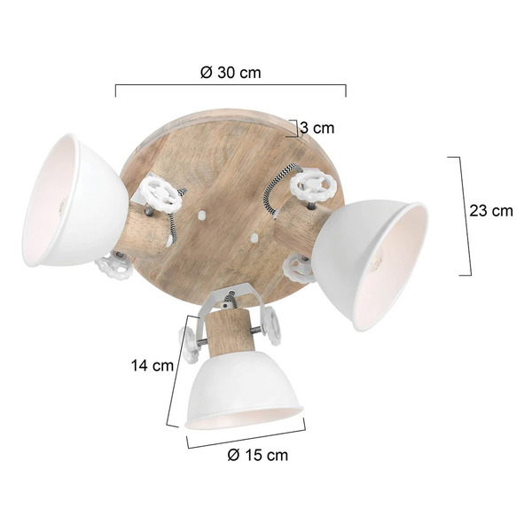  Steinhauer Reflektor Sufitowy Gearwood, 3-pkt. Okrągły, Biały 