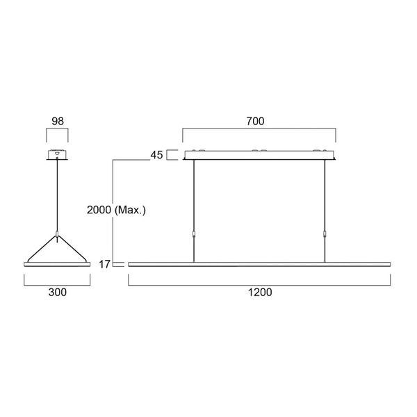  Sylvania Lampa Wisząca Led Areum, 120 X 30 Cm, 840, Dali 