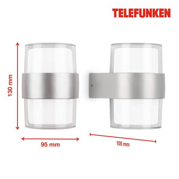  Telefunken Telefunken Cludu Kinkiet Zewnętrzny Led, Srebrny 