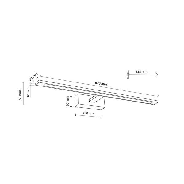  Tk Lighting Gallery Kinkiet Led, Kolor Chrom, Metal Szerokość 62 Cm Ip44 