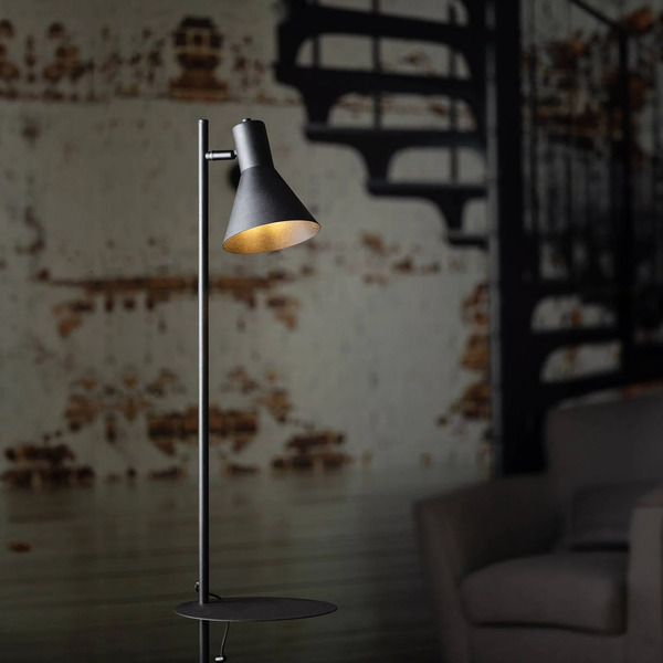  Tk Lighting Lampa Stojąca Jump, Czarna, Regulowana, Półka 