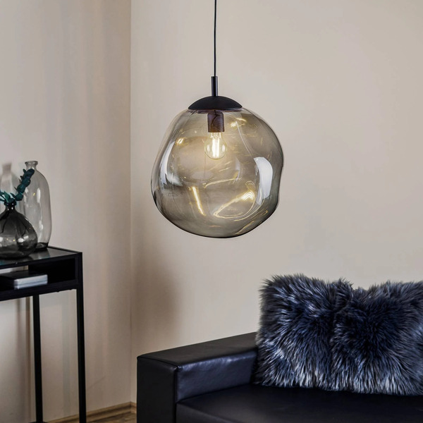  Tk Lighting Lampa Wisząca Sol, ø 35 Cm, Czarny/dymny Szary 