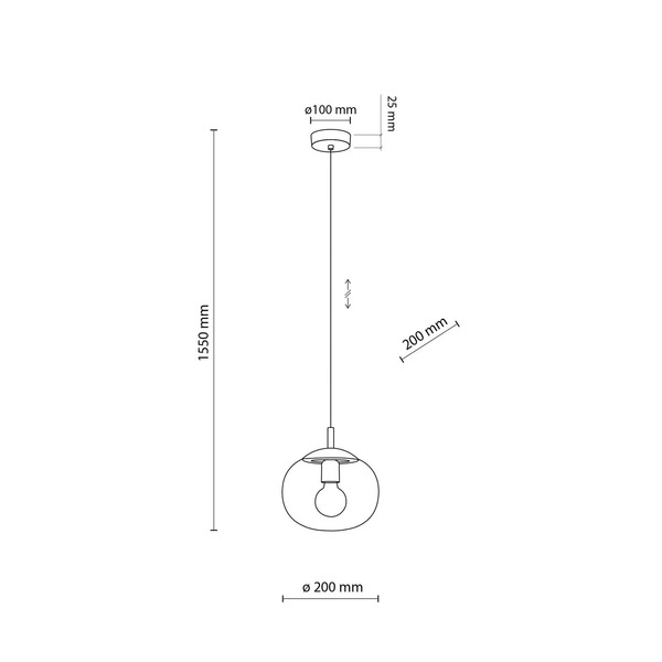  Tk Lighting Lampa Wisząca Vibe, Przezroczyste Szkło, ø 20 Cm 