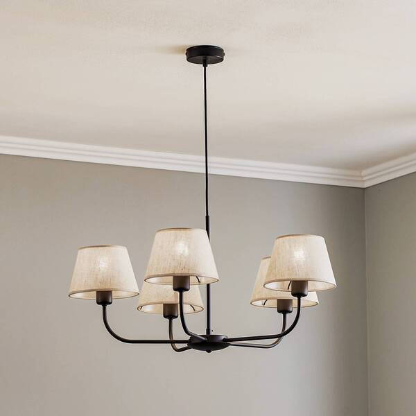  Tk Lighting Żyrandol Chicago, Abażury Lniane, 5-punktowa 