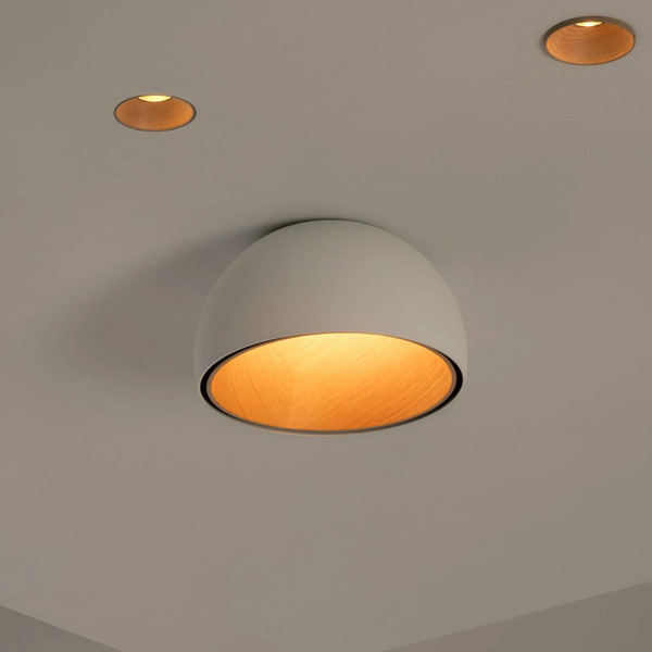  Vibia Lampa Sufitowa Led Vibia Duo, Biała, Wysokość 19 Cm, Drewno Dębowe 