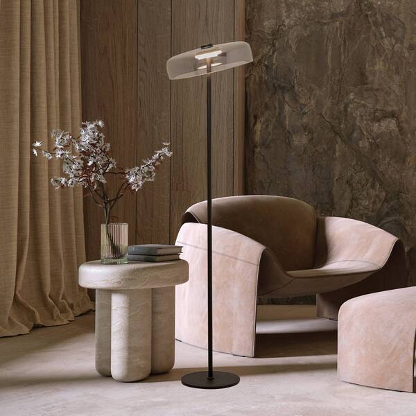  Zambelis Lampa Stojąca Led 23055, Dymny Szary, Szkło, Wysokość 162 Cm 