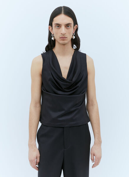  Aaron Esh Aaron Esh Draped Wool Top - Mann Tops Black L 