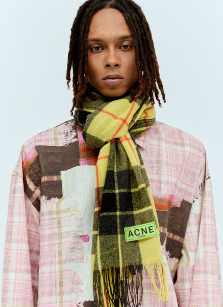  Acne Studios Acne Studios Check Fringe Scarf - Mann Schals Yellow One Size 