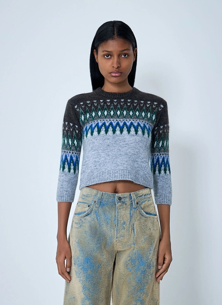  Acne Studios Acne Studios Fair Isle Knit Sweater - Frau Strick Grey S 