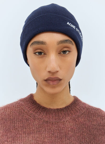  Acne Studios Acne Studios Logo Embroidery Beanie Hat - Frau Hats Blue One Size 