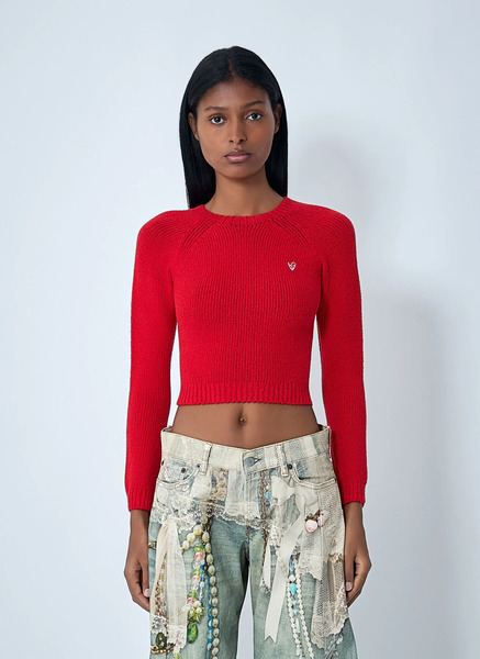  Acne Studios Acne Studios Logo Motif Sweater - Frau Strick Red Xs 