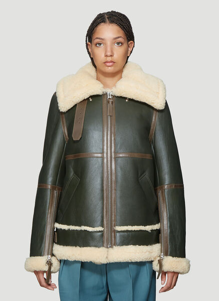  Acne Studios Acne Studios Long Raf Shearling Jacket - Frau Jacken Green Fr - 34 