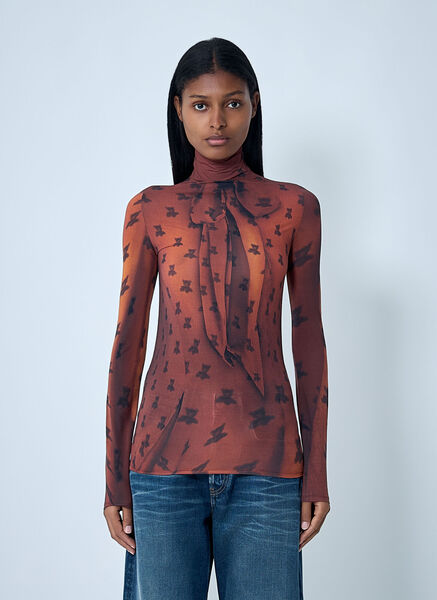  Acne Studios Acne Studios Print Mesh Top - Frau Tops Brown Xs 
