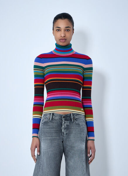  Acne Studios Acne Studios Striped Wool Turtleneck - Frau Strick Multicolor Xs 