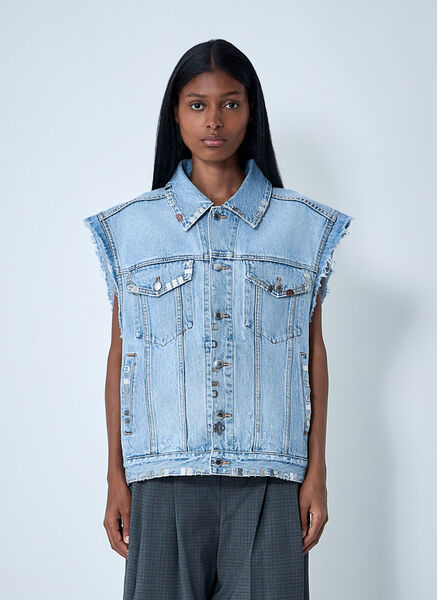  Alexander Wang Alexander Wang Distressed Denim Vest - Frau Jacken Light Blue One Size 