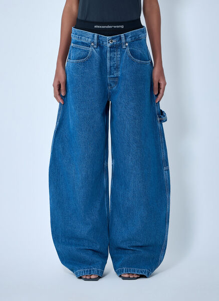  Alexander Wang Alexander Wang Logo Motif Denim Jeans - Frau Jeans Dark Blue 26 