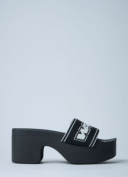  Alexander Wang Alexander Wang Logo Motif Platform Slides - Frau Slides Black Eu - 36 