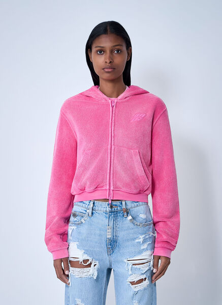  Alexander Wang Alexander Wang Logo Motif Zip-up Sweatshirt - Frau Sweatshirts White S 