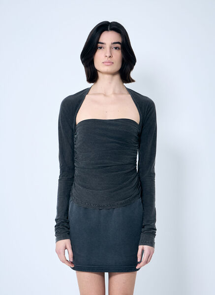  Alexander Wang Alexander Wang Ruched Square Neck Top - Frau Tops Grey L 
