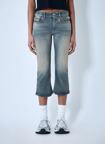 Balenciaga Balenciaga Cropped Distressed Denim Jeans - Frau Jeans Blue 28 