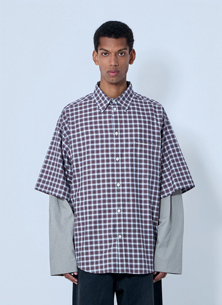  Balenciaga Balenciaga Layered Check Shirt - Mann Hemden Red It - 50 