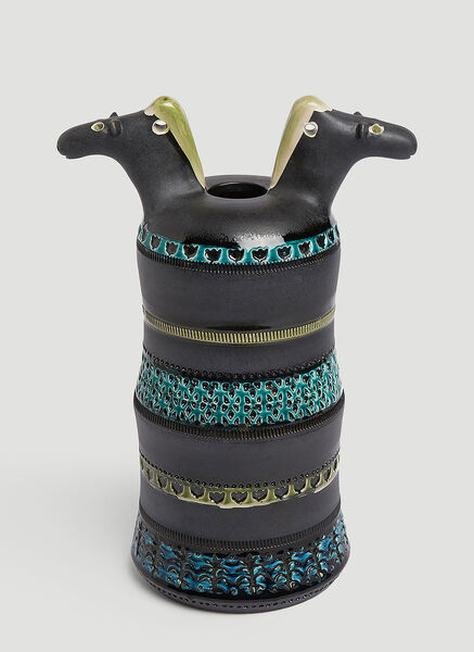  Bitossi Ceramiche Bitossi Ceramiche Two Horse Heads Vase -  Ceramics White One Size 