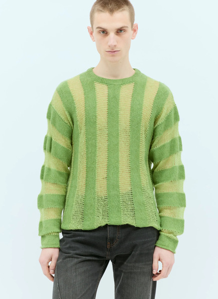  Brain Dead Brain Dead Fuzzy Threadbare Sweater - Mann Strick Green L 