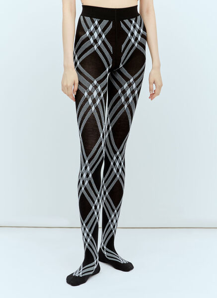  Burberry Burberry Check Wool Blend Tights - Frau Socken Black S 