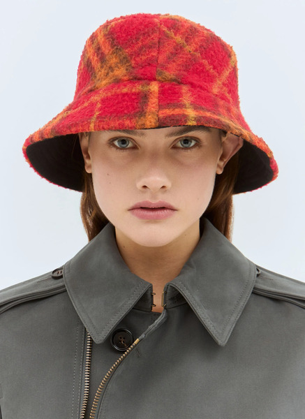  Burberry Burberry Reversible Check Fleece Bucket Hat - Frau Hats Black M 