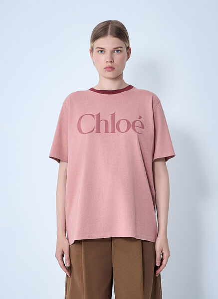  Chloé Chloé Logo Motif T-shirt - Frau T-shirts Pink M 
