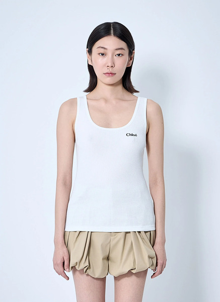  Chloé Chloé Logo Motif Tank Top - Frau Tops White S 