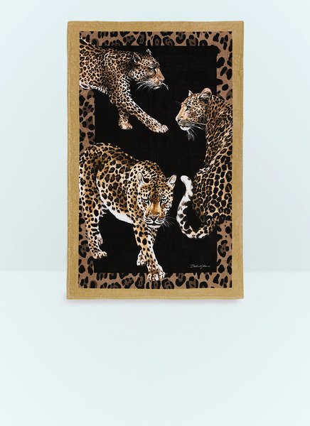  Dolce & Gabbana Casa Dolce & Gabbana Casa Leopardo Beach Towel -  Textiles Black One Size 
