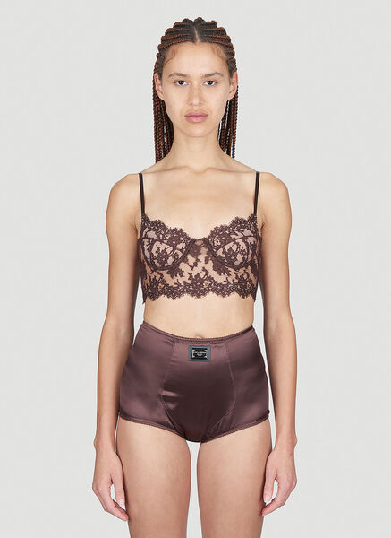  Dolce & Gabbana Dolce & Gabbana Floral Lace Long-line Bra - Frau Unterwäsche Brown 1 