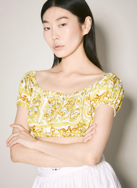  Dolce & Gabbana Dolce & Gabbana Majolica Print Crop Top - Frau Tops Yellow It - 38 