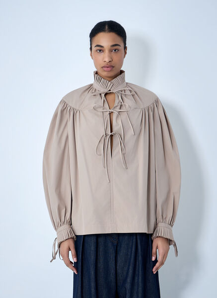 Dries Van Noten Dries Van Noten Gathered Neck Blouse - Frau Hemden Beige Xs 