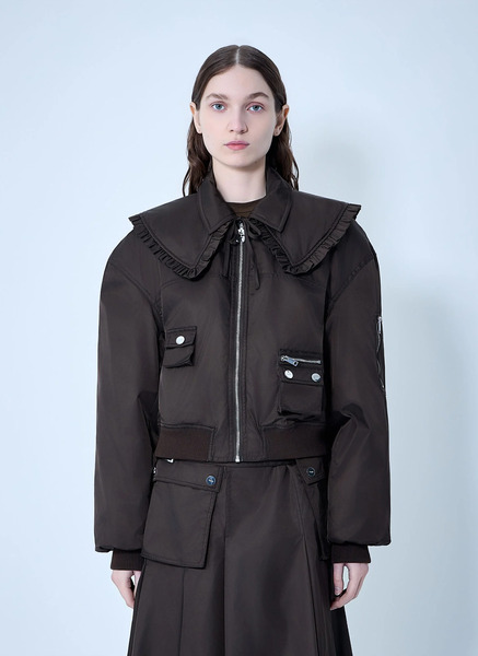  Ganni Ganni Duchesse Nylon Bomber Jacket - Frau Jacken Dark Brown Fr - 36 