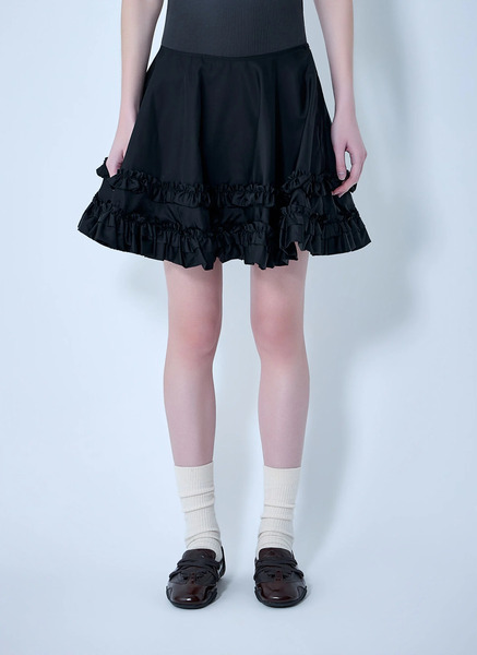  Ganni Ganni Duchesse Nylon Mini Frill Circle Skirt - Frau Röcke Black Fr - 40 
