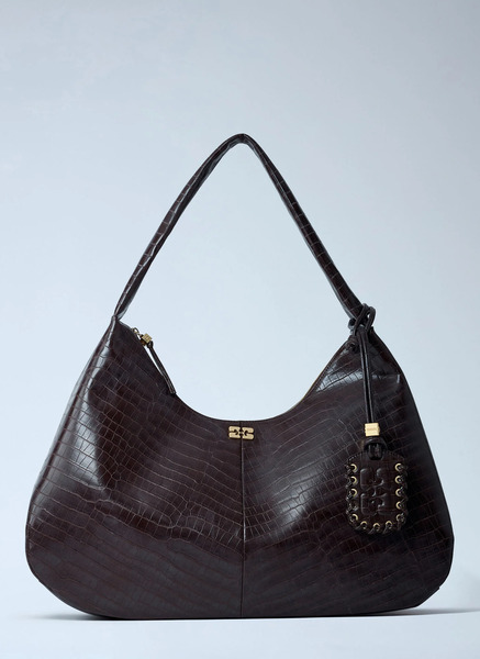 Ganni Ganni Extra Large Bou Hobo Handbag - Frau Handtaschen Brown One Size 