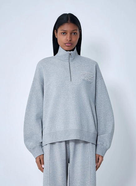  Ganni Ganni Half-zip Sweatshirt - Frau Sweatshirts Grey Xs 