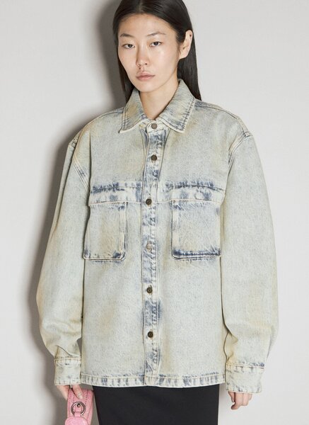  Guess Usa Guess Usa Denim Utility Shirt - Frau Hemden Blue L 