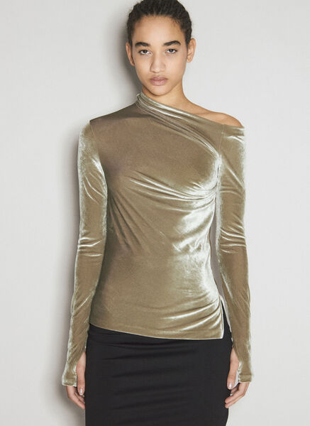  Helmut Lang Helmut Lang Velvet Asymmetrical Top - Frau Tops Green L 