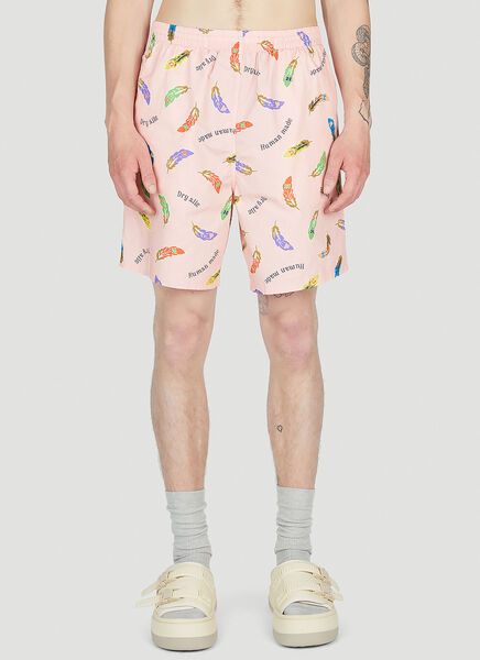  Human Made Human Made Feather Print Shorts - Mann Shorts Pink M 